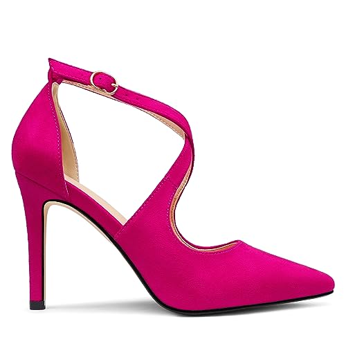 Womens 4" Pointed Toe D'Orsay Pumps Stilettos High Heel Crossed Ankle Strap Dress Shoes