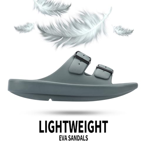 Women and Men Wide Width Recovery Sandals Plantar Fasciitis Arch Support Orthotic Slides Adjustable Double Buckle Thick Sole