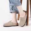 Suede Clogs for Women Leather Slip-on Mules Men's Potato Shoes Non Slip Sandals with Adjustable Buckle