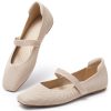 Women's Ballet Flats Shoes Square Toe Mary Jane Shoes Women Comfortable Knit Flats for Casual Wedding Office Dressy Business