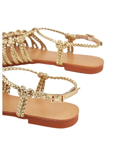 Women's Metallic Braided Slingback Sandals Casual Strappy Sandals