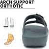 Women and Men Wide Width Recovery Sandals Plantar Fasciitis Arch Support Orthotic Slides Adjustable Double Buckle Thick Sole