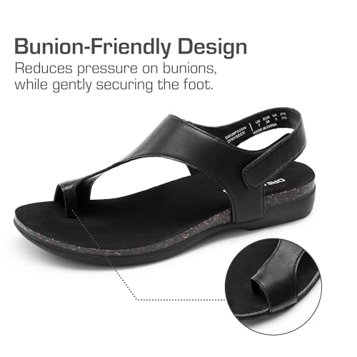 Women's Comfortable Cork Footbed Arch Support Sandals Casual to Dressy Thong Walking Flat Sandals for Summer