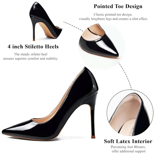Women's High Heels Pumps Closed Pointed Toe Stiletto 4inch Heels Classic Office Special Dressy Wedding Pump Shoes