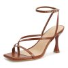 Women's Strappy High Heels Sandals Square Open Toe Ankle Strap Slingback Thong Stilettos Shoes for Wedding