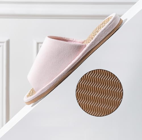 Women Mens Unisex Washable Cotton Open-Toe Home Slippers Indoor Shoes Casual Flax Soft Non-Slip Sole Shoes