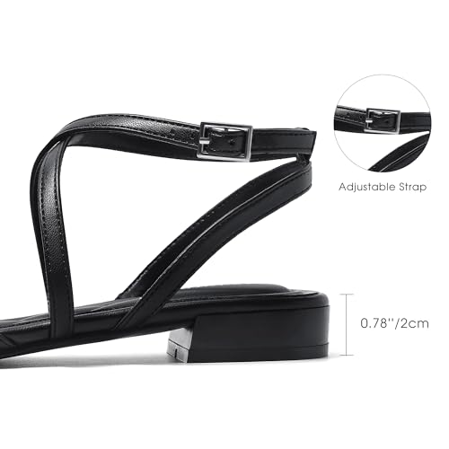 Pointed Closed Toe Slingback Flats for Women Cross Ankle Strap Ballet Shoes Comfortable Dressy Flat Shoes for Business Office