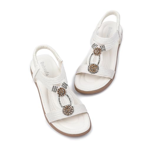 Clearance Women Flat Sandals wide-fit Arch Support Boho Braided Sandals Comfort Walking Beach Ankle Elastic Summer Shoes Black