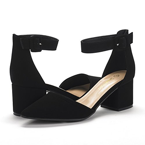 ANNEE Pointed Toe Low Chunky Heels Pump Shoes