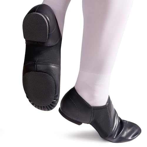 Unisex Jazz Shoe Leather Upper Women and Men's Slip-on Dance Shoes