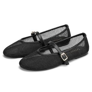 Mesh Ballet Flats for Women Round Toe Mary Jane Shoes Sexy Fishnet Trendy Dressy Ballerina Flat Shoes 2025