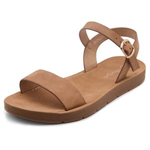 Flat Sandals for Women – Open Toe 1 Band Ankle Strap Summer Dressy Sandals, Lightweight Casual Strappy Slip-On Flats with