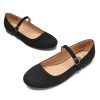 Mary Jane Flats for Women Leather Ballet Flats Shoes Round Toe Comfy Dressy Casual Work Flats with Ankle Strap