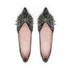 Flats Shoes Women Rhinestone Wedding Flats Comfort Pointed Toe Ballet Flat Shoe Low Heel Dress Shoes Sparkly Flats for Women