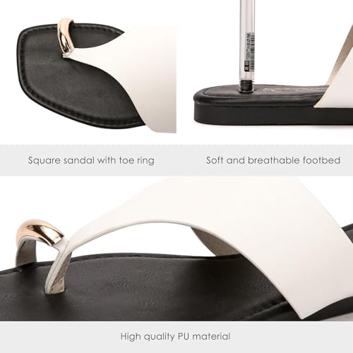 Women's Slide Sandals Ring Toe Flat Sandals Slip On Sandals Open Toe Flip Flop Thong Sandals Casual Summer Beach Sandals