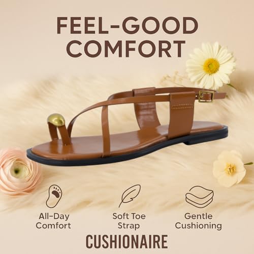 Corfu Flat Sandals for Women – Strappy Design with Toe Loop and Adjustable Ankle Strap – Lightweight Summer Dress Sandal