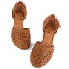Womens Roman Ankle Strap Cage Closed Toe Flat Sandals