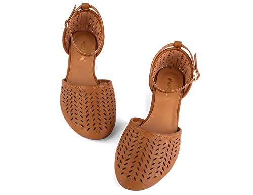 Womens Roman Ankle Strap Cage Closed Toe Flat Sandals