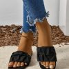 Women's Pleated Square Toe Slide Flat Sandals Summer Trendy Sandals Wedding Sandals