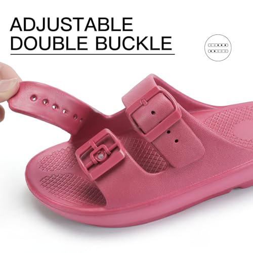 Women and Men Wide Width Recovery Sandals Plantar Fasciitis Arch Support Orthotic Slides Adjustable Double Buckle Thick Sole