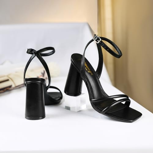Block Heels Prom Heeled Sandals for Women Chunky Square Open Toe Strappy High Heels Ankle Strap Wedding Bridal Shoes High Heel