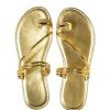 Women's Metallic Open Toe Ring Sandals Summer Strappy Flat Sandals