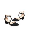 Women's Closed Pointed Toe Low Chunky Heels Pumps Ankle Strap Wedding Business Dressy Shoes