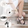 Women's Heel Sandals Flower Ankle Strap Square Open Toe Strappy Orchid Heels Dressy Sexy Wedding Shoes