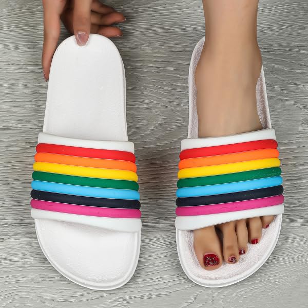 Rainbow Sport Sandal Slide for Women for Men Pride Month LGBTQ+ Parades Queer Party Cute Y2k Kawaii Aesthetic Sandals Shower