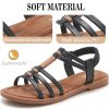 Womens Sandals Flats Shoes - Comfortable Summer Dressy Casual Ankle Elastic Slip on Walking Beach Sandal