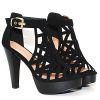 Open Toe Ankle Strap Sandal – Western Bootie Stacked Heel Open Toe Cutout Shoes
