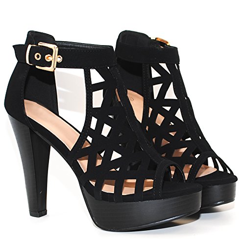 Open Toe Ankle Strap Sandal – Western Bootie Stacked Heel Open Toe Cutout Shoes