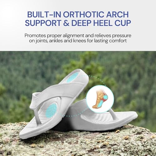 Unisex Cascade Flip Flops; Non-Slip Hiking/Plantar Fasciitis Footwear; Soft Cushion, Lightweight & Comfortable; Arch Support &