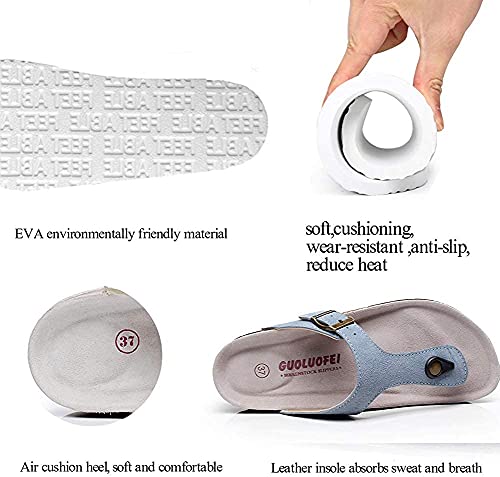 Women Slide Men Cork Sandal Flat Adjustable Leather Casual Open Toe Shoes Flip-flops Summer