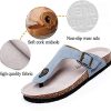 Women Slide Men Cork Sandal Flat Adjustable Leather Casual Open Toe Shoes Flip-flops Summer