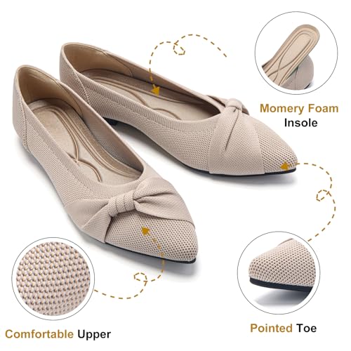 Pointed Toe Flats for Women Ballet Flats Comfortable Dressy Knit Lightweight Casual for Work Office Womens Flats