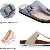 Women Slide Men Cork Sandal Flat Adjustable Leather Casual Open Toe Shoes Flip-flops Summer