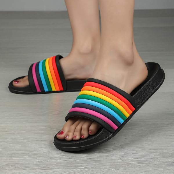Rainbow Sport Sandal Slide for Women for Men Pride Month LGBTQ+ Parades Queer Party Cute Y2k Kawaii Aesthetic Sandals Shower