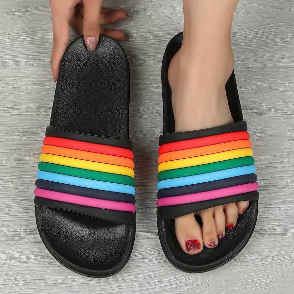 Rainbow Sport Sandal Slide for Women for Men Pride Month LGBTQ+ Parades Queer Party Cute Y2k Kawaii Aesthetic Sandals Shower