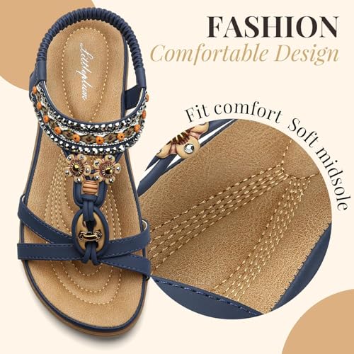 Womens Sandals Arch Support Summer Beach Sandals Comfort Walking Shoes Bohemian Flip Flops Sandals for Women