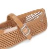 Mesh Ballet Flats for Women Buckle Strap Comfy Casual Office Fishnet Ballerina Flat Shoes