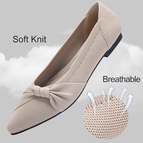 Pointed Toe Flats for Women Ballet Flats Comfortable Dressy Knit Lightweight Casual for Work Office Womens Flats