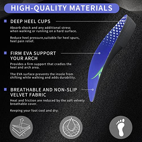 3/4 Arch Support Insoles for Men and Women, Plantar Fasciitis Insoles, Orthotic Inserts for Flat Feet Over-Pronation, Rigid High