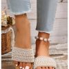 Women's Pearls Slide Sandals Open Toe Slip On Summer Sandals