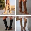 Suede Knee-High Boots Fall Boot For Women Chunky Block High Heel Slouch Fashion Boot Round Toe Side Zipper