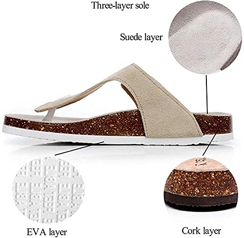 Women Slide Men Cork Sandal Flat Adjustable Leather Casual Open Toe Shoes Flip-flops Summer