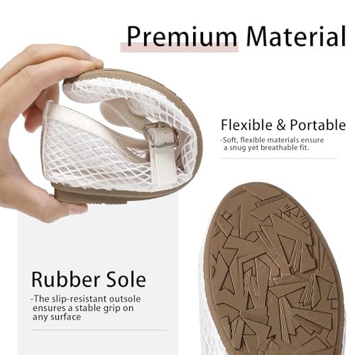 Women's Mesh Ballet Flats Round Toe Fishnet Ballerina Flats Buckle Strap Mary Jane Ballet Flats for Parties or Casual Dress