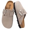 Suede Clogs for Women Leather Slip-on Mules Men's Potato Shoes Non Slip Sandals with Adjustable Buckle