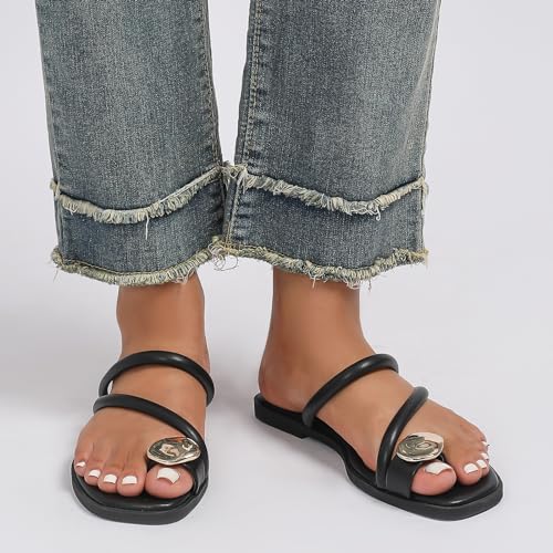Women's Toe Ring Thong Sandals Open Toe Slide Flat Sandals Casual Summer Flip Flop Flat Sandals