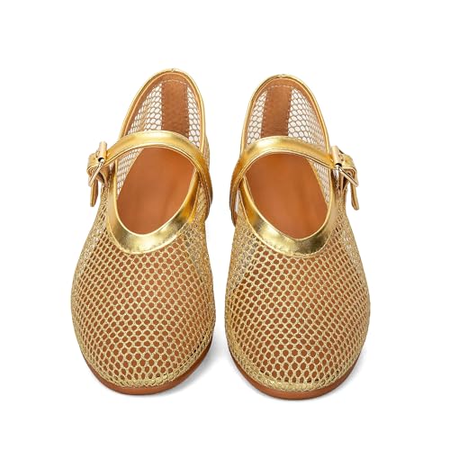 Mesh Ballet Flats for Women Buckle Strap Comfy Mary Jane Flats Fishnet Causal Daily Dress Ballerina Flat Shoes